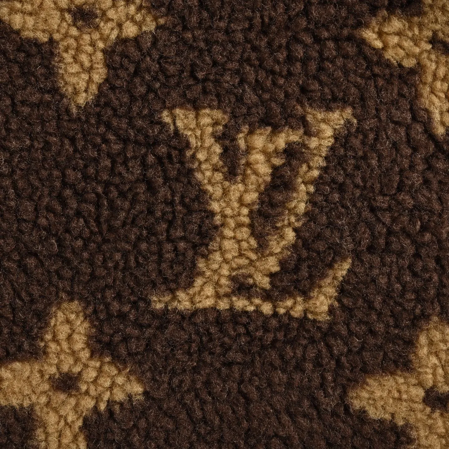 Louis Vuitton/Louis Vuitton dark brown all-over printed old flower Teddy polar fleece stand-up collar jacket